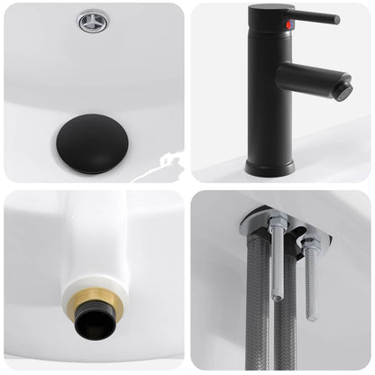 Lavabo da bagno Nero Opaco 81 x 40 x 17,5 cm Metallo | homemem39