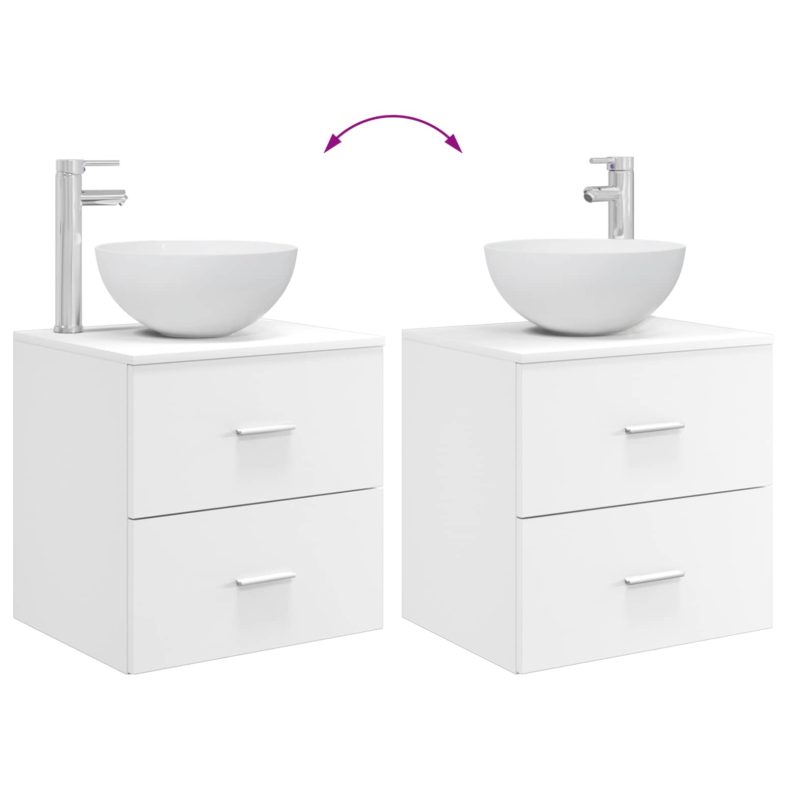 Mobiletto con Lavabo a Parete Bianco 49,5 x 35 x 63 cm | homemem39