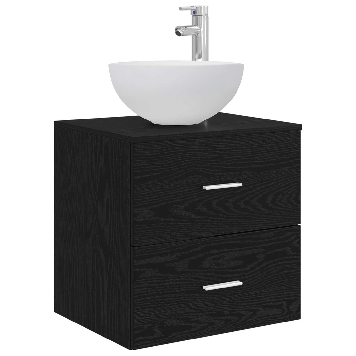 Mobiletto con Lavabo a Parete Rovere Nero 49,5 x 35 x 63 cm | homemem39