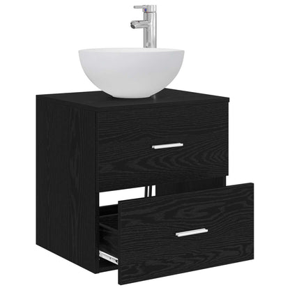Mobiletto con Lavabo a Parete Rovere Nero 49,5 x 35 x 63 cm | homemem39