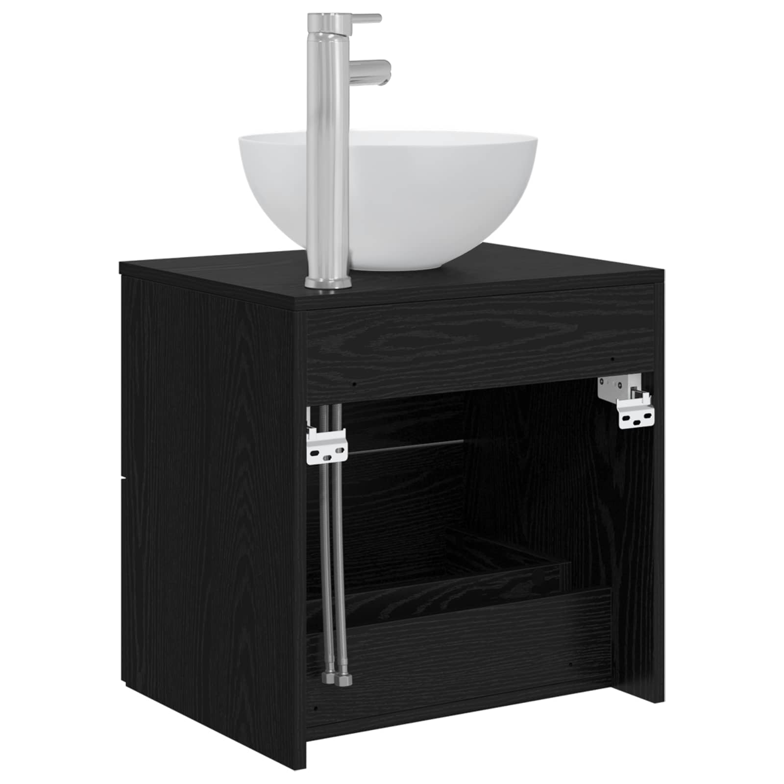 Mobiletto con Lavabo a Parete Rovere Nero 49,5 x 35 x 63 cm | homemem39