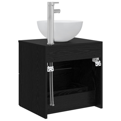 Mobiletto con Lavabo a Parete Rovere Nero 49,5 x 35 x 63 cm | homemem39