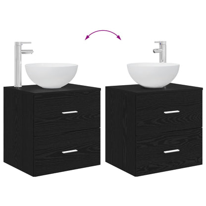 Mobiletto con Lavabo a Parete Rovere Nero 49,5 x 35 x 63 cm | homemem39