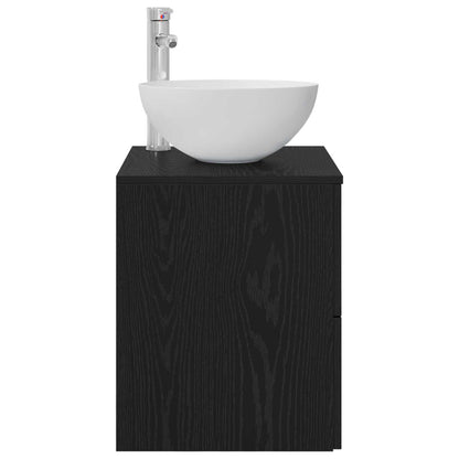 Mobiletto con Lavabo a Parete Rovere Nero 49,5 x 35 x 63 cm | homemem39