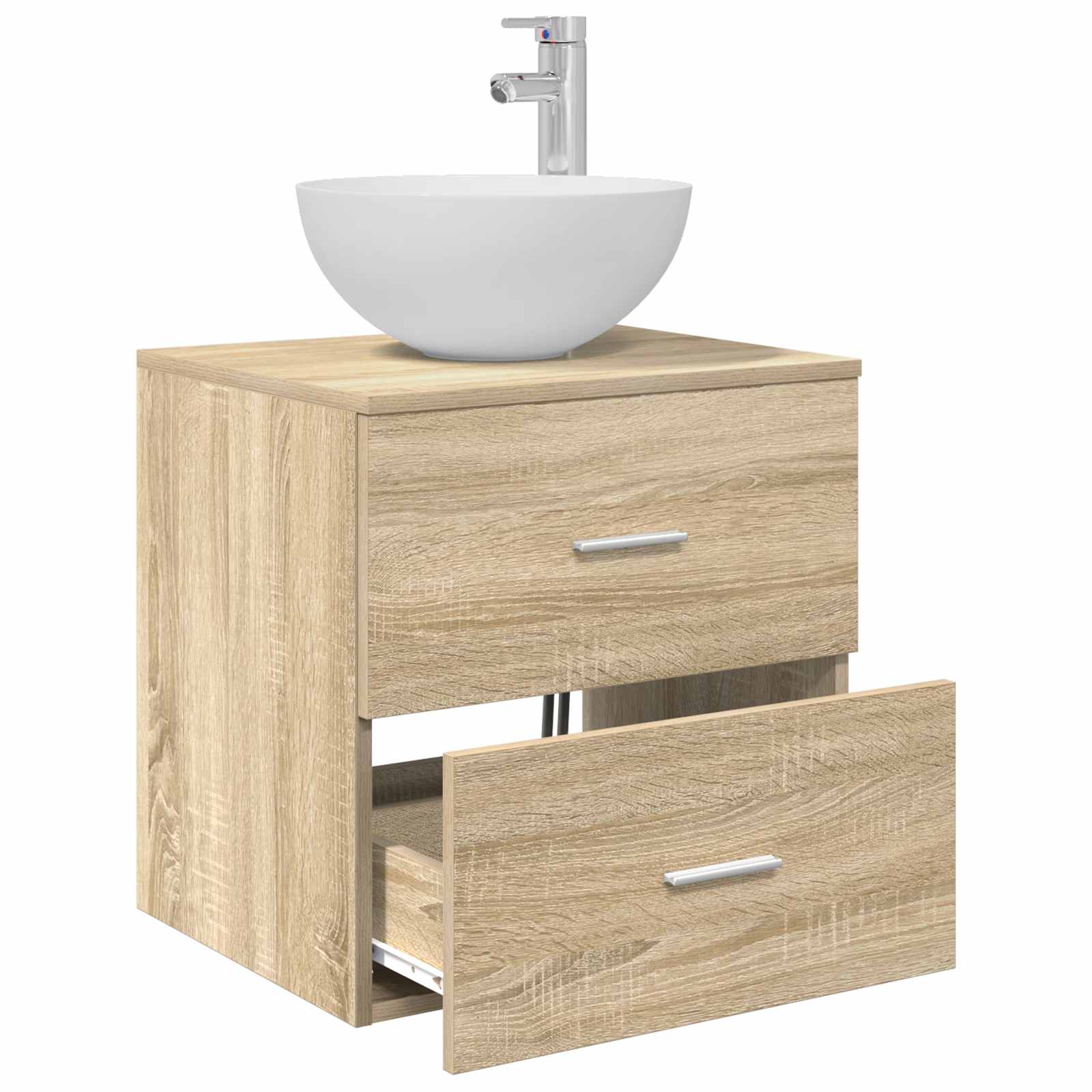 Mobiletto con Lavabo a Parete Rovere Sonoma 49,5 x 35 x 63 cm | homemem39
