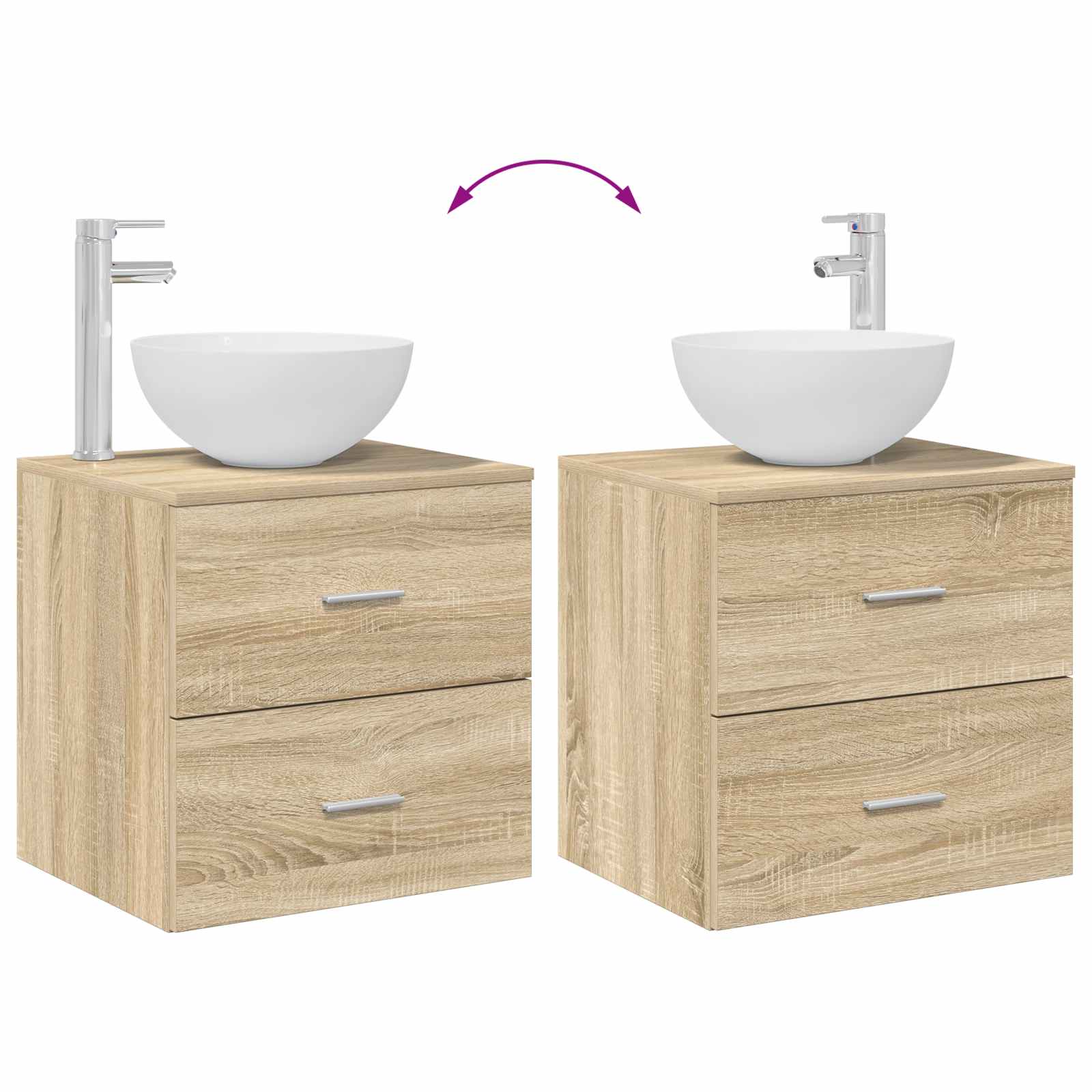 Mobiletto con Lavabo a Parete Rovere Sonoma 49,5 x 35 x 63 cm | homemem39