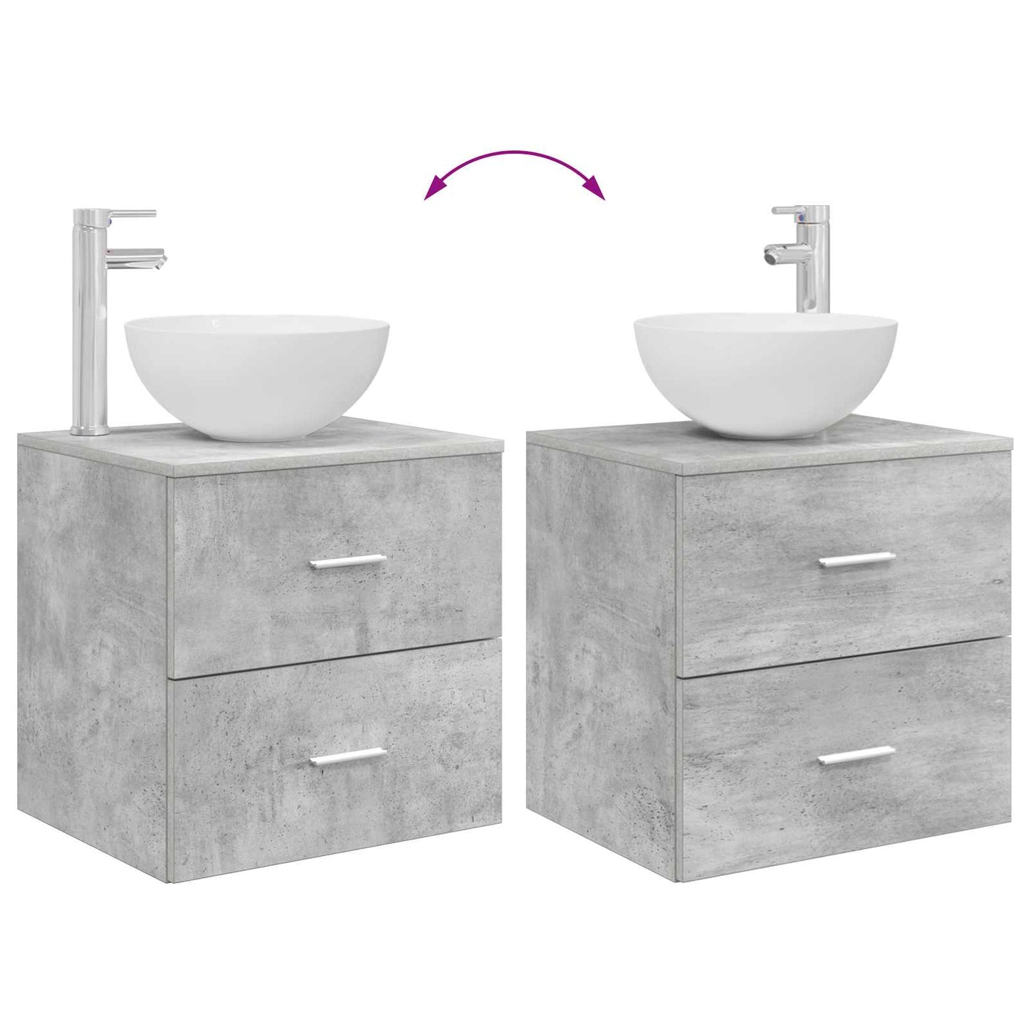 Mobiletto con Lavabo a Parete Grigio Cemento 49,5 x 35 x 63 cm | homemem39