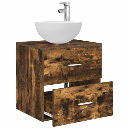 Mobiletto con Lavabo a Parete Rovere Fumo 49,5 x 35 x 63 cm | homemem39