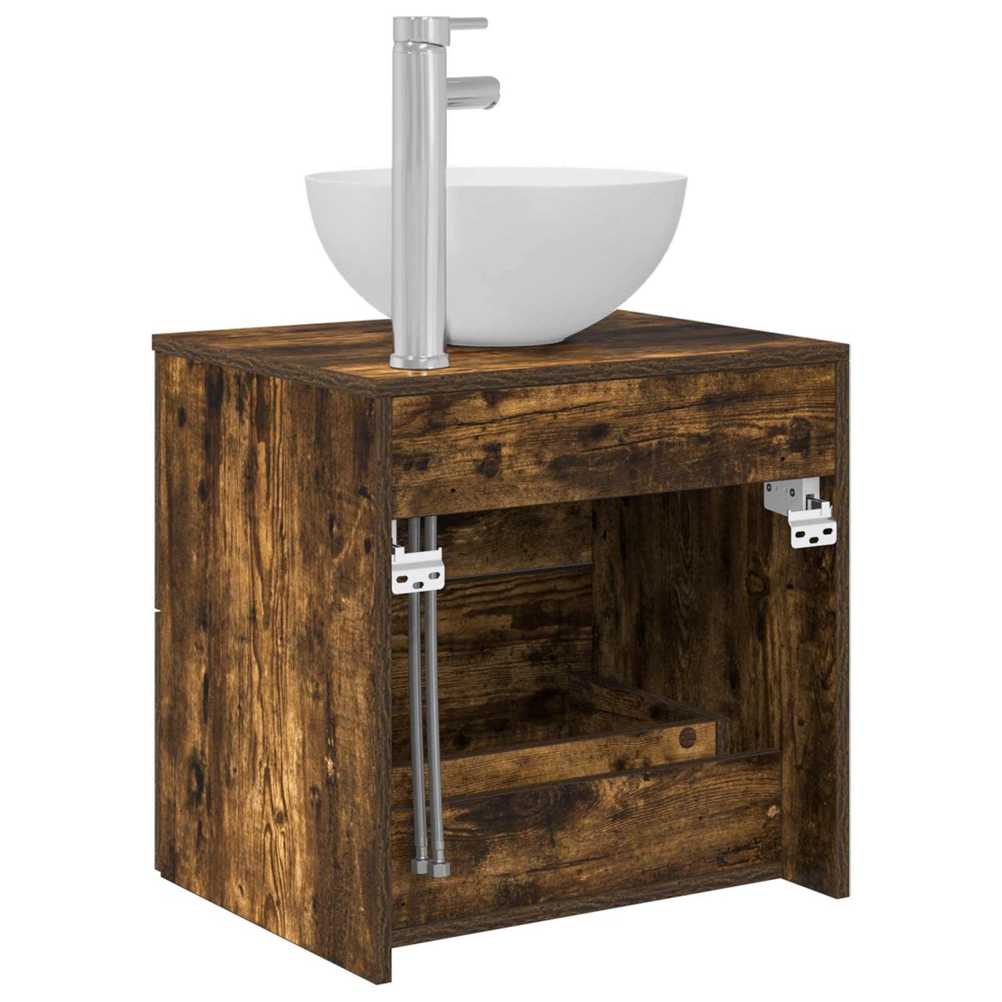 Mobiletto con Lavabo a Parete Rovere Fumo 49,5 x 35 x 63 cm | homemem39