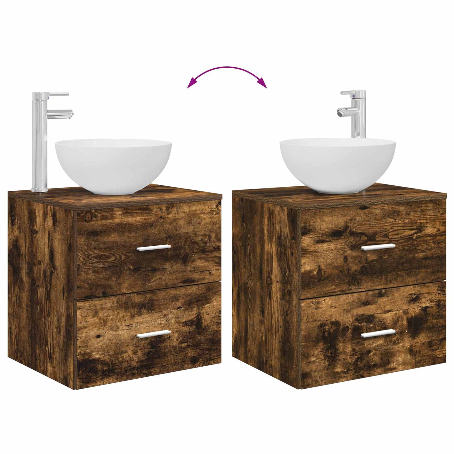 Mobiletto con Lavabo a Parete Rovere Fumo 49,5 x 35 x 63 cm | homemem39
