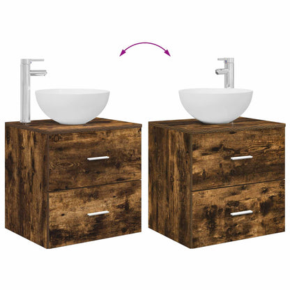 Mobiletto con Lavabo a Parete Rovere Fumo 49,5 x 35 x 63 cm | homemem39