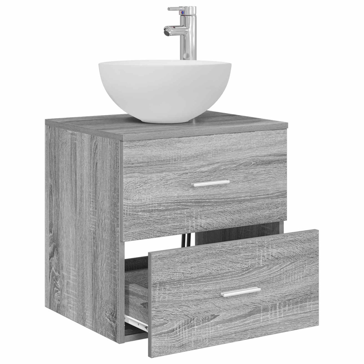 Mobiletto con Lavabo a Parete Sonoma grigio 49,5 x 35 x 63 cm | homemem39
