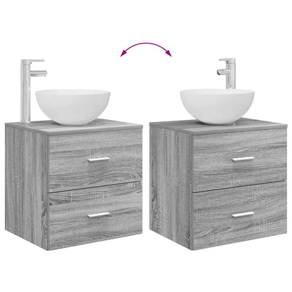 Mobiletto con Lavabo a Parete Sonoma grigio 49,5 x 35 x 63 cm | homemem39