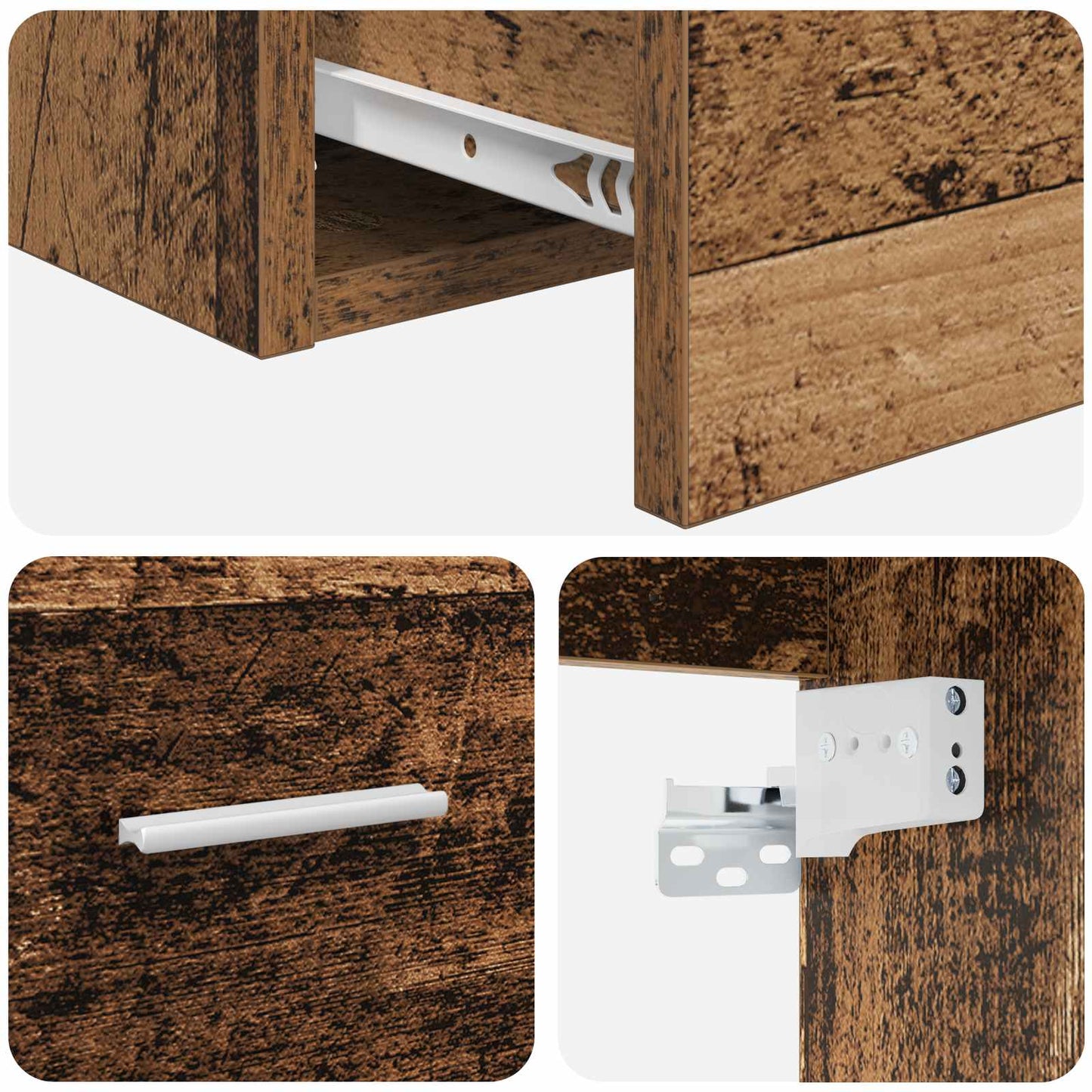 Mobiletto con Lavabo a Parete Legno antico 49,5 x 35 x 63 cm | homemem39