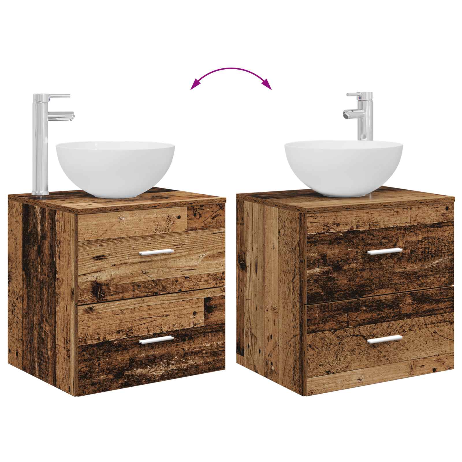 Mobiletto con Lavabo a Parete Legno antico 49,5 x 35 x 63 cm | homemem39