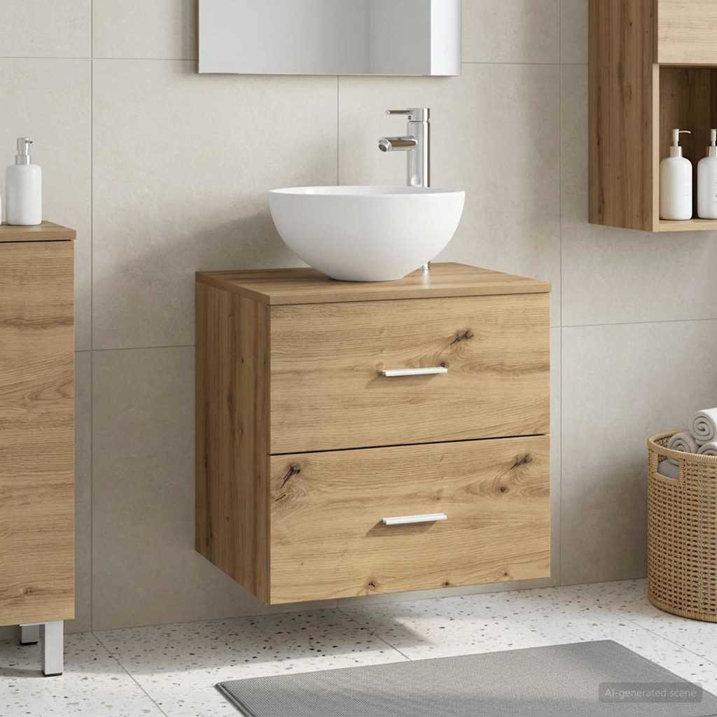 Mobiletto con Lavabo a Parete Rovere Artigianale | homemem39