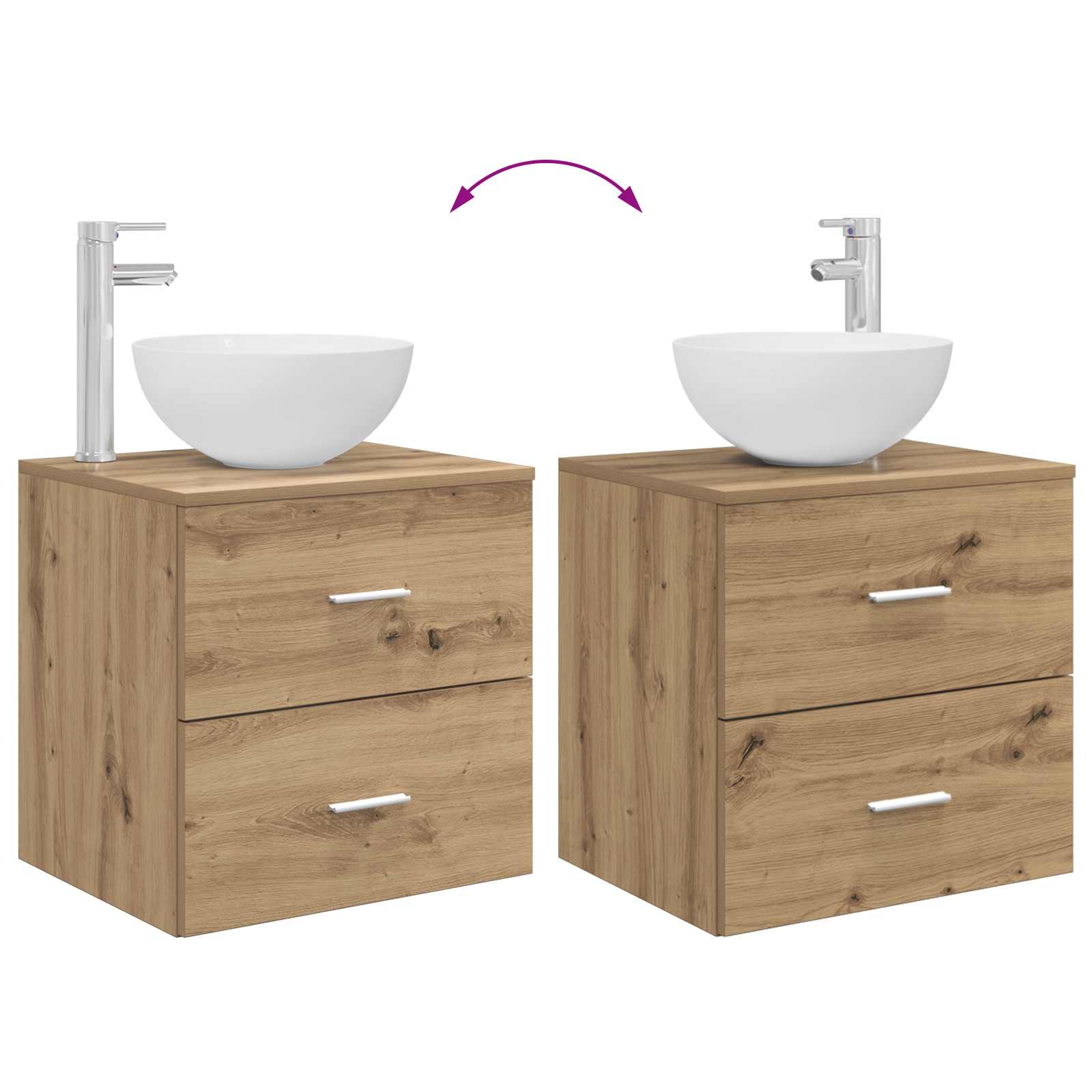 Mobiletto con Lavabo a Parete Rovere Artigianale | homemem39