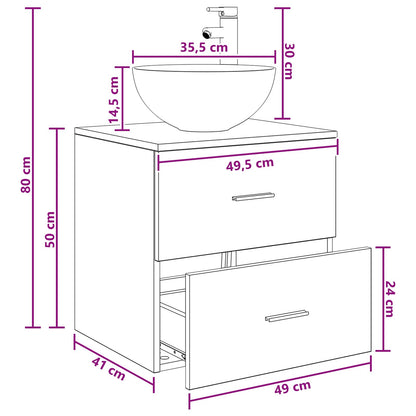 Mobile Lavabo da Parete Grigio Cemento 49,5 x 41 x 64,5 cm | homemem39