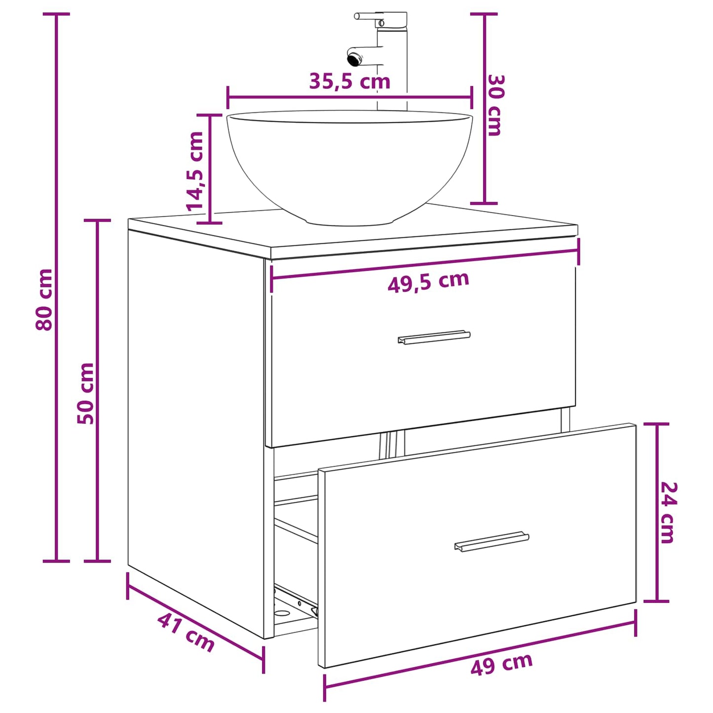 Mobile Lavabo da Parete Legno antico 49,5 x 41 x 64,5 cm | homemem39