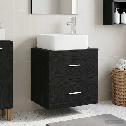 Mobile Lavabo da Parete Rovere Nero 49,5 x 41 x 63 cm | homemem39