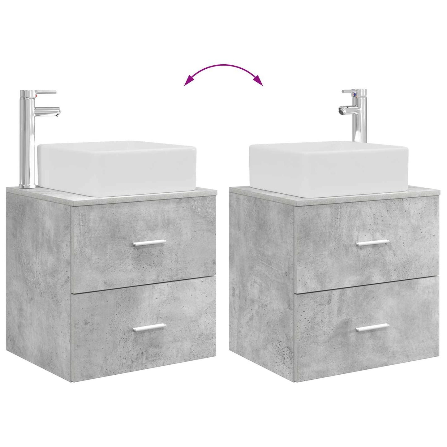 Mobile Lavabo da Parete Grigio Cemento 49,5 x 41 x 63 cm | homemem39