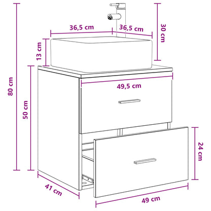 Mobile Lavabo da Parete Rovere Artigianale 49,5 x 41 x 63 cm | homemem39