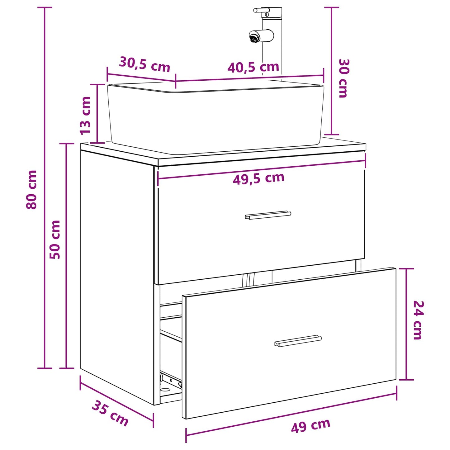 Mobile Lavabo da Parete Rovere Sonoma 53 x 34,5 x 63 cm | homemem39