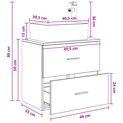 Mobile Lavabo da Parete Rovere Sonoma 53 x 34,5 x 63 cm | homemem39