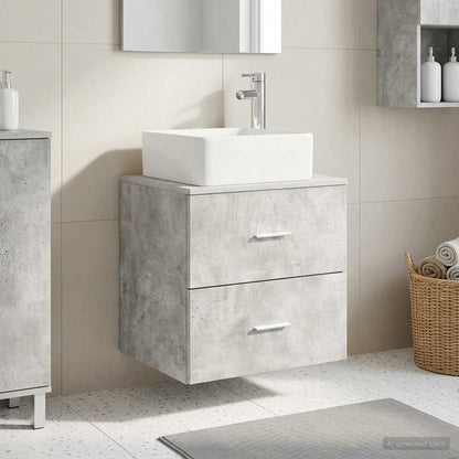 Mobile Lavabo da Parete Grigio Cemento 53 x 34,5 x 63 cm | homemem39