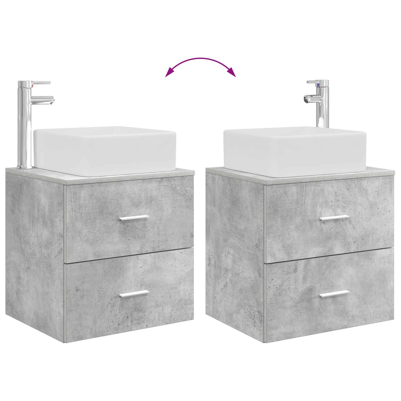 Mobile Lavabo da Parete Grigio Cemento 53 x 34,5 x 63 cm | homemem39