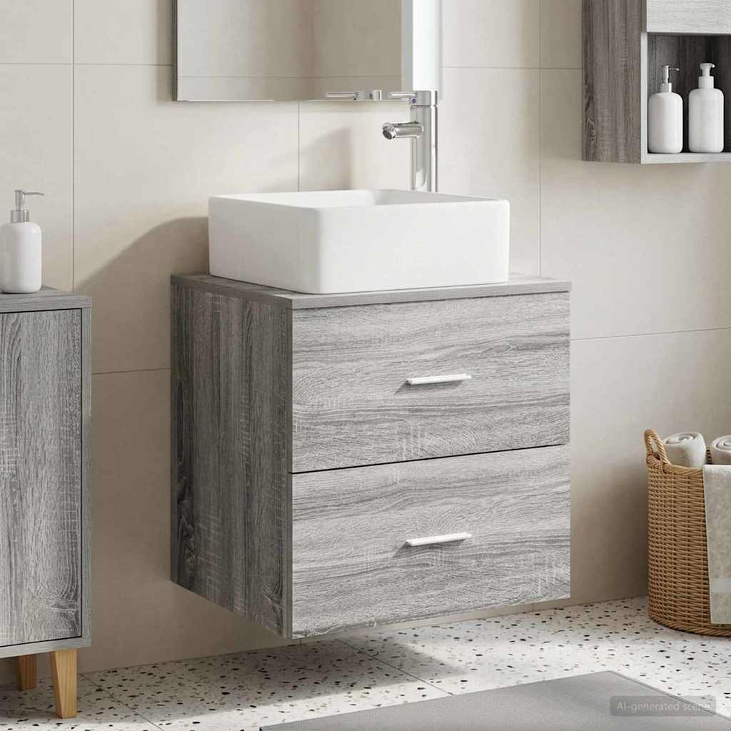 Mobile Lavabo da Parete Sonoma grigio 53 x 34,5 x 63 cm | homemem39