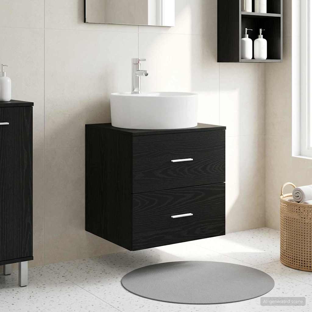 Mobile Lavabo da Parete Rovere Nero 49,5 x 44,5 x 65 cm | homemem39