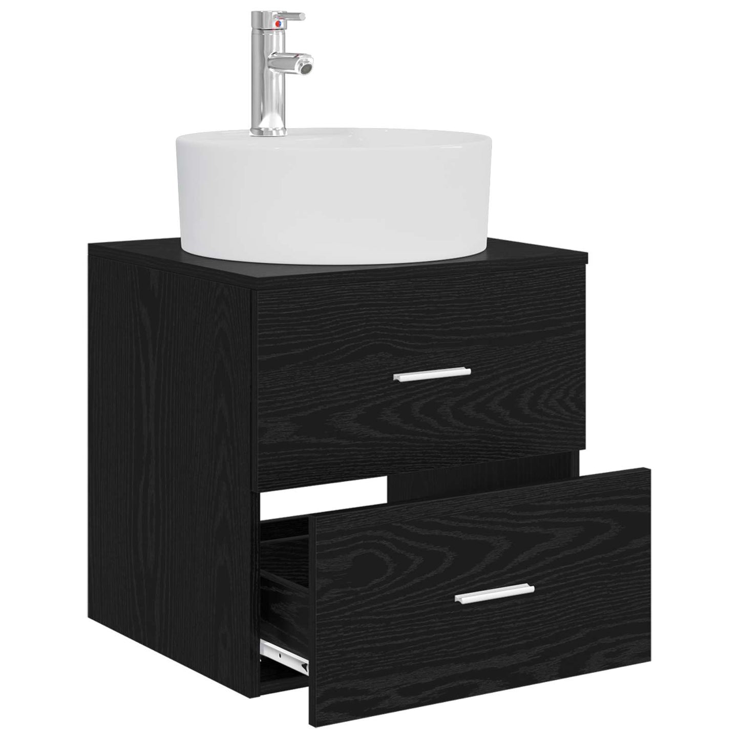 Mobile Lavabo da Parete Rovere Nero 49,5 x 44,5 x 65 cm | homemem39