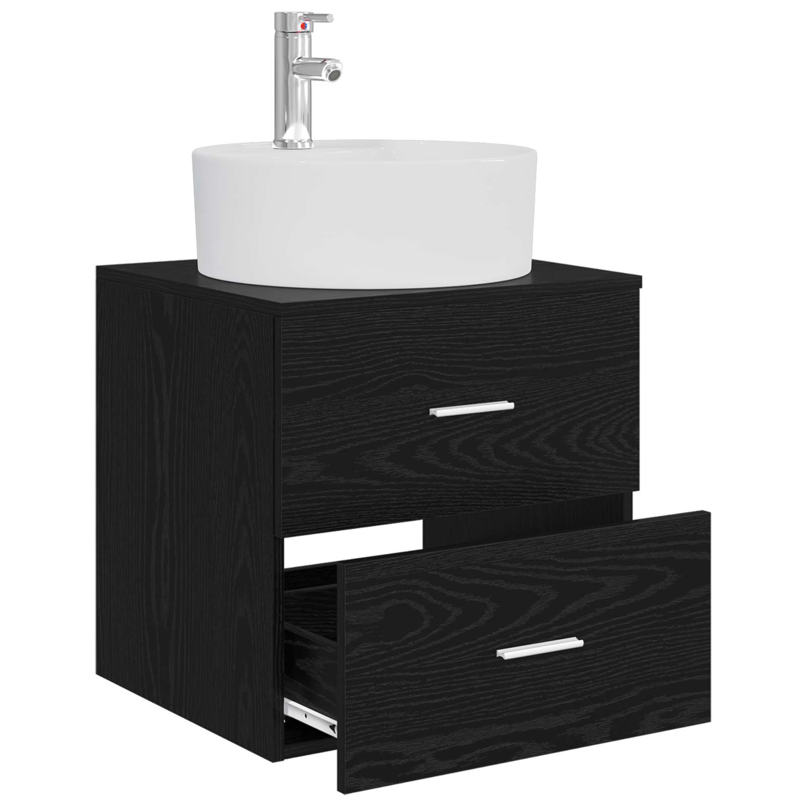 Mobile Lavabo da Parete Rovere Nero 49,5 x 44,5 x 65 cm | homemem39