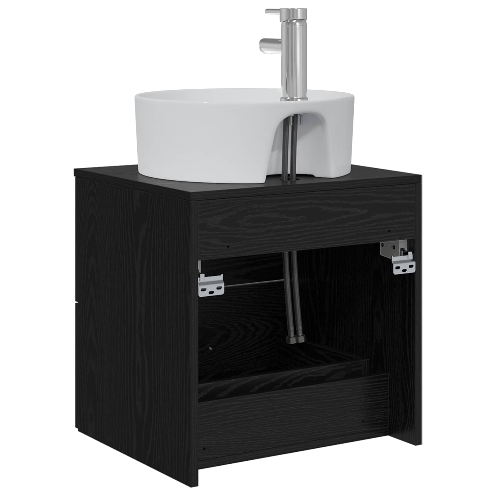 Mobile Lavabo da Parete Rovere Nero 49,5 x 44,5 x 65 cm | homemem39