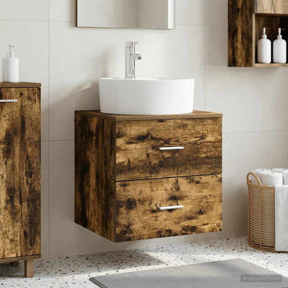 Mobile Lavabo da Parete Rovere Fumo 49,5 x 44,5 x 65 cm | homemem39