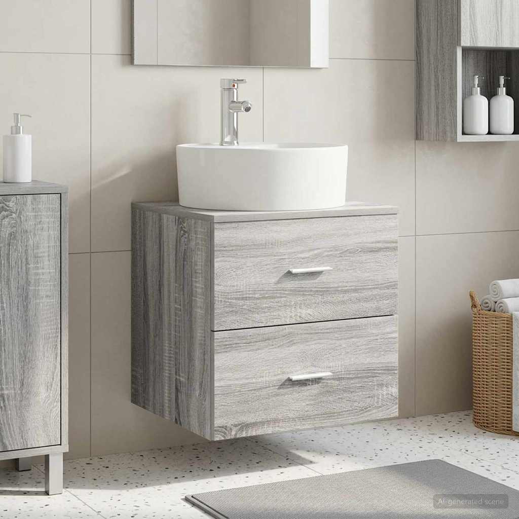 Mobile Lavabo da Parete Sonoma grigio 49,5 x 44,5 x 65 cm | homemem39