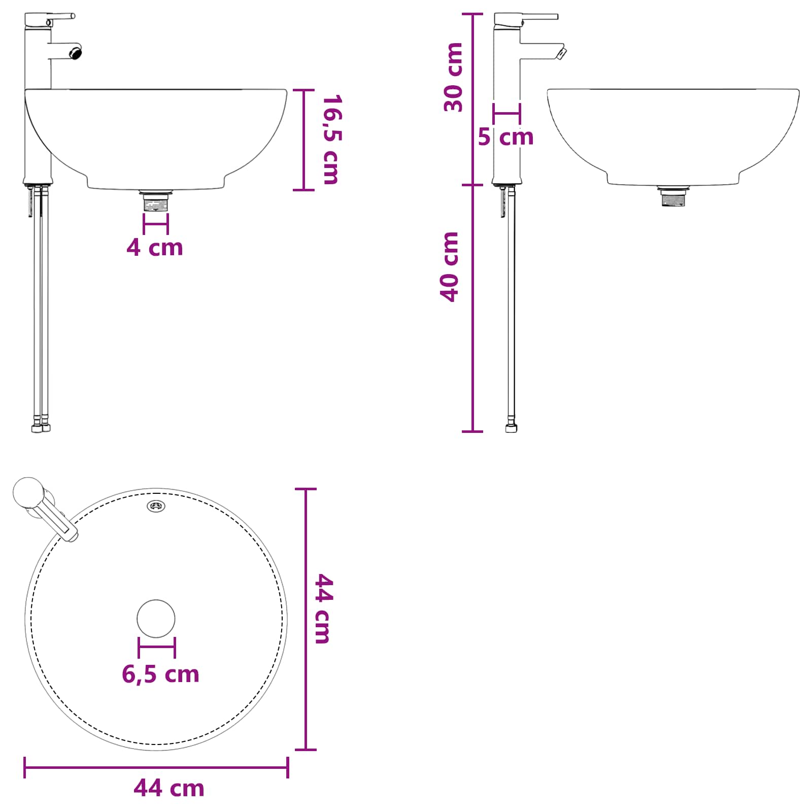 Mobile Lavabo da Parete Bianco 49,5 x 44,5 x 66,5 cm | homemem39
