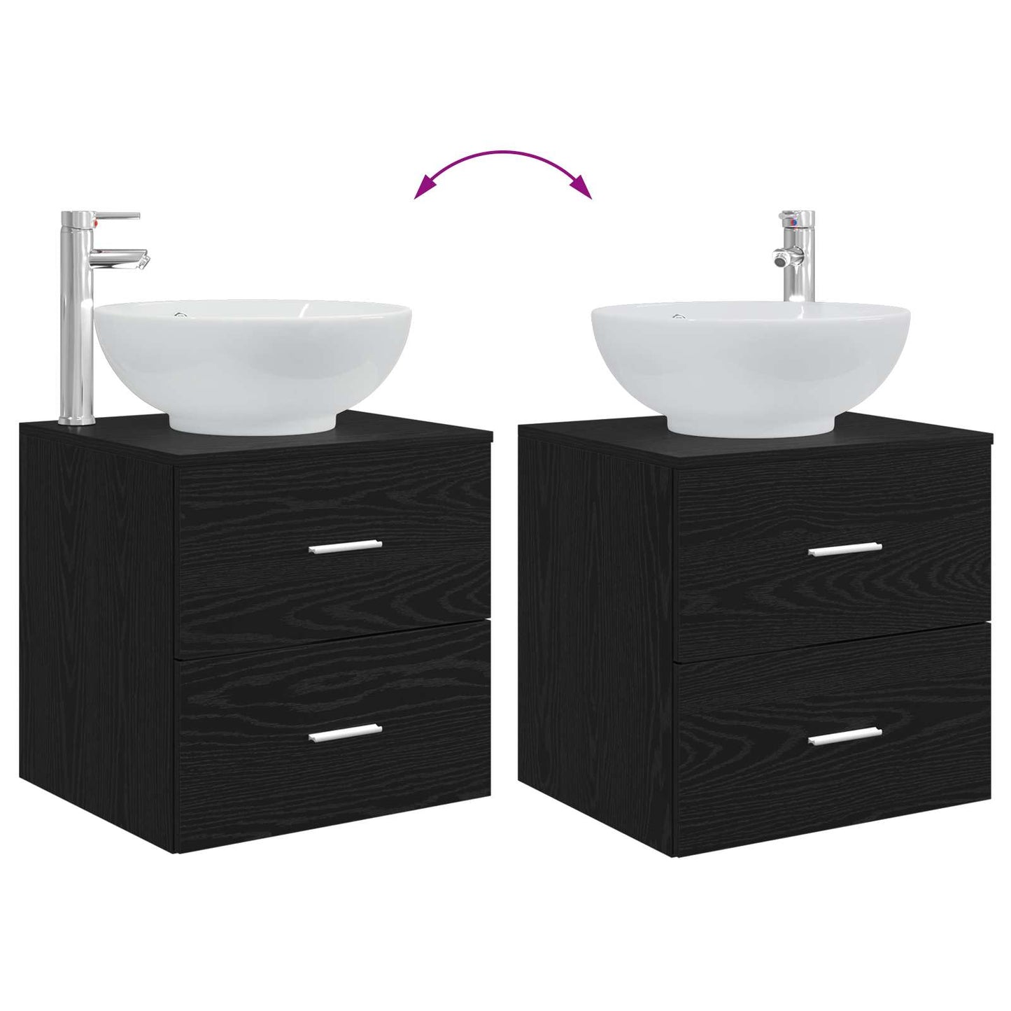 Mobile Lavabo da Parete Rovere Nero 49,5 x 44,5 x 66,5 cm | homemem39