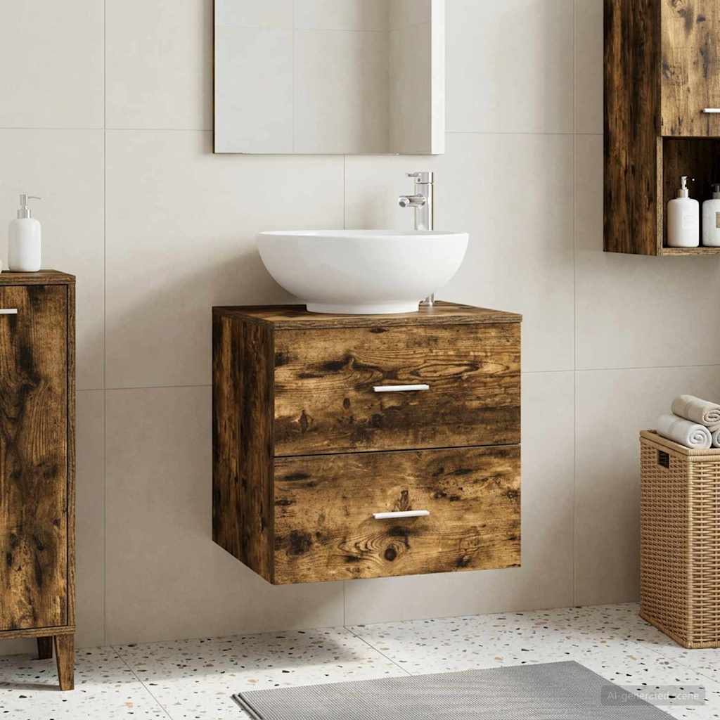 Mobile Lavabo da Parete Rovere Fumo 49,5 x 44,5 x 66,5 cm | homemem39