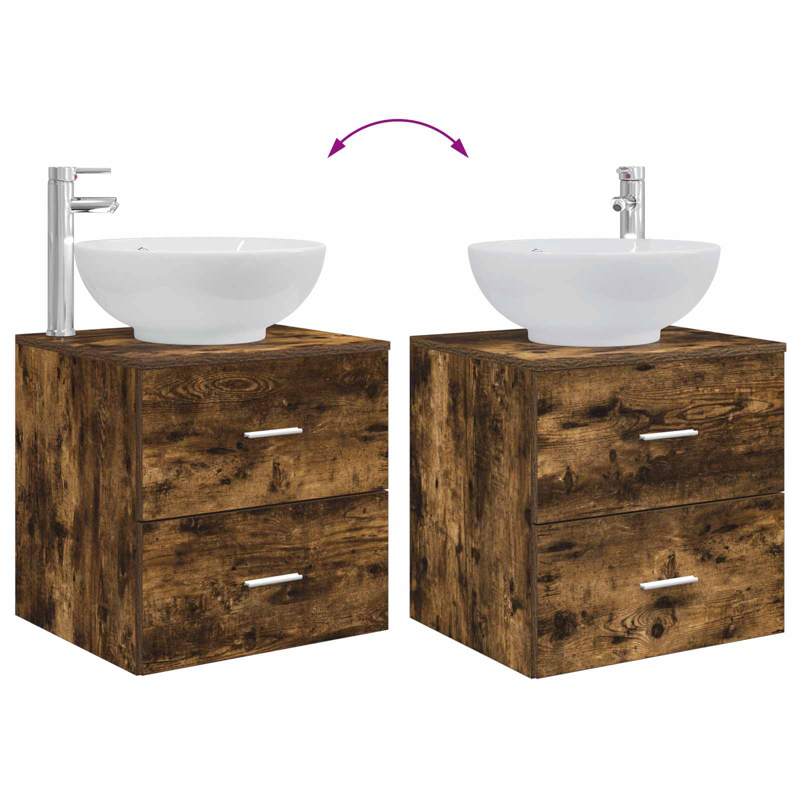 Mobile Lavabo da Parete Rovere Fumo 49,5 x 44,5 x 66,5 cm | homemem39