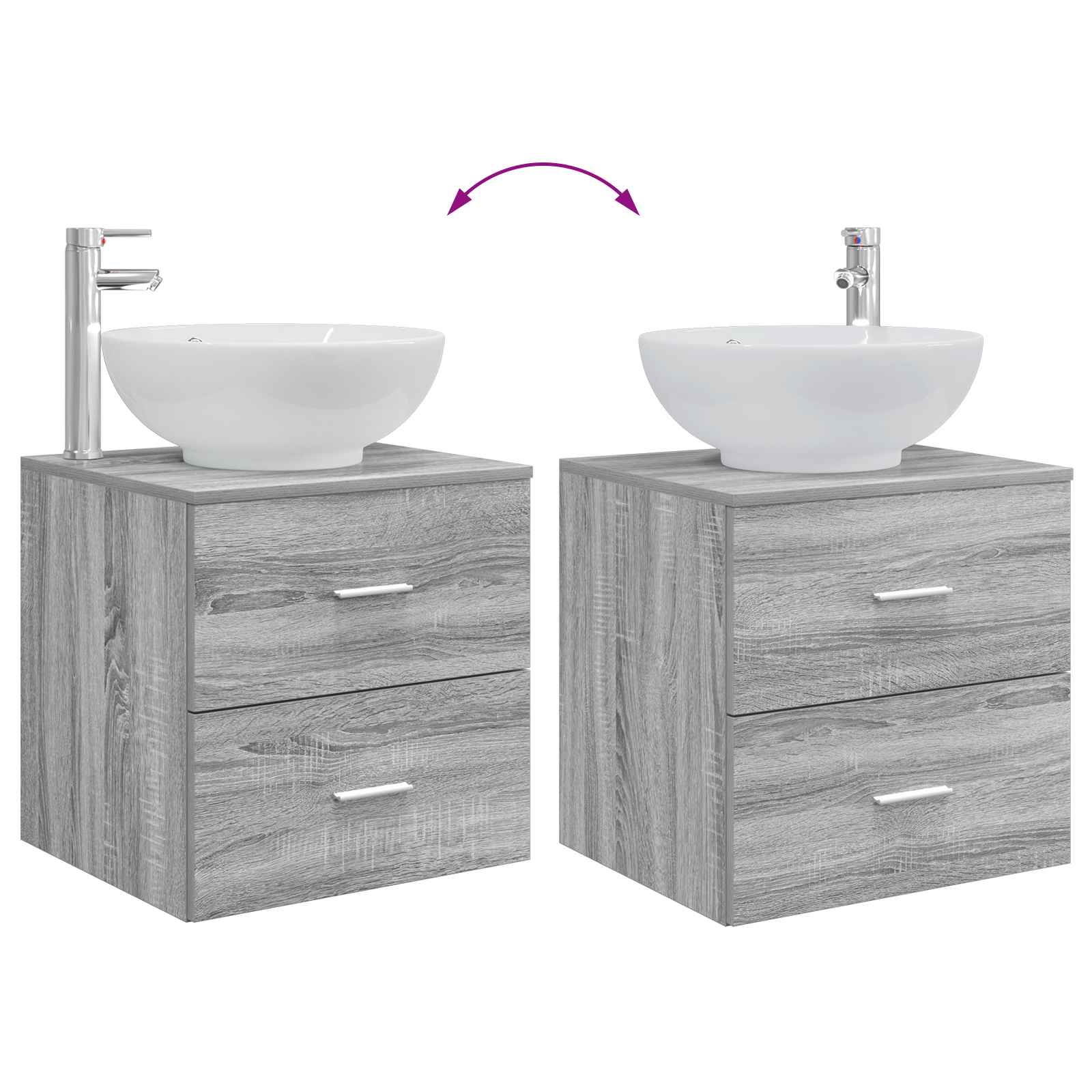 Mobile Lavabo da Parete Sonoma grigio 49,5 x 44,5 x 66,5 cm | homemem39