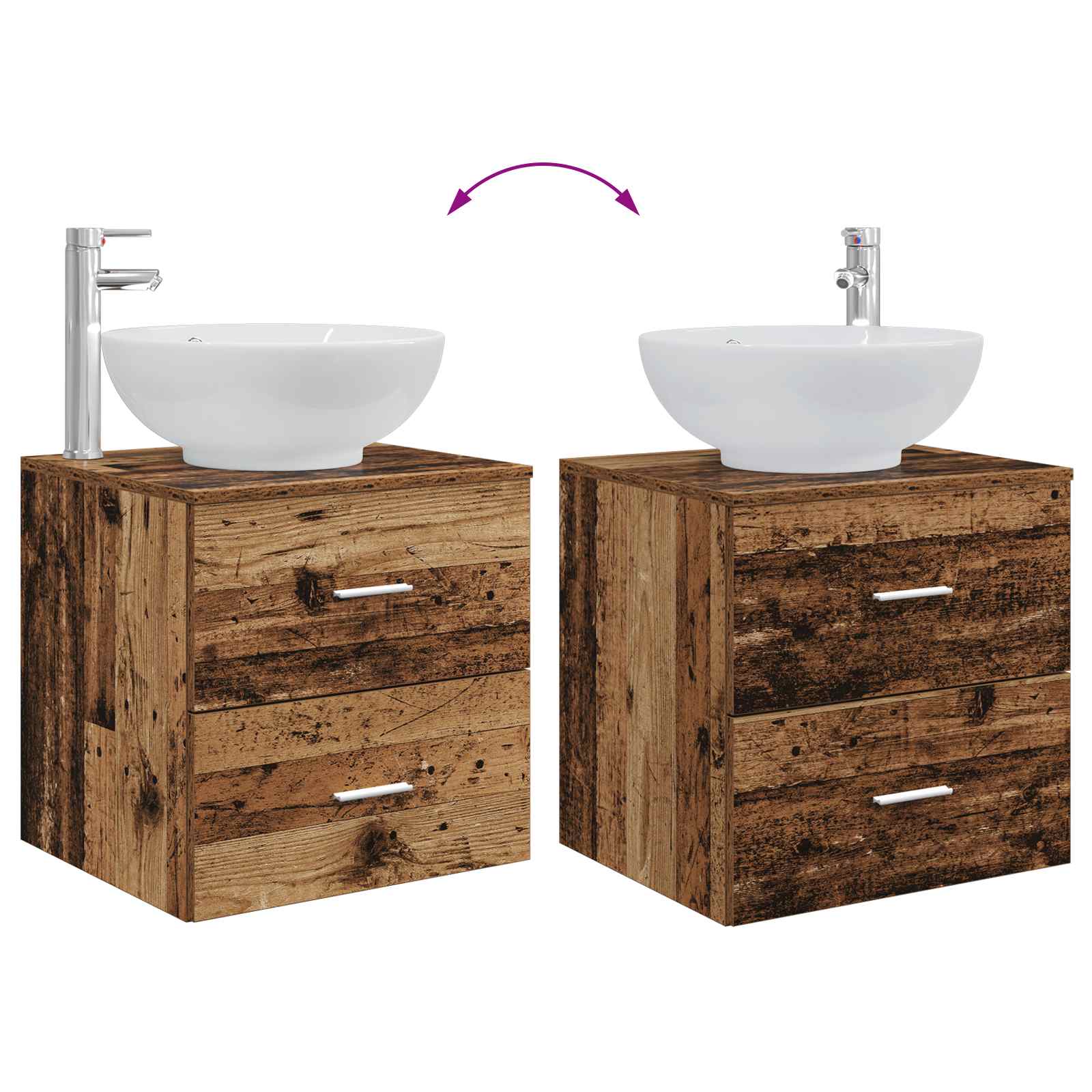 Mobile Lavabo da Parete Legno antico 49,5 x 44,5 x 66,5 cm | homemem39
