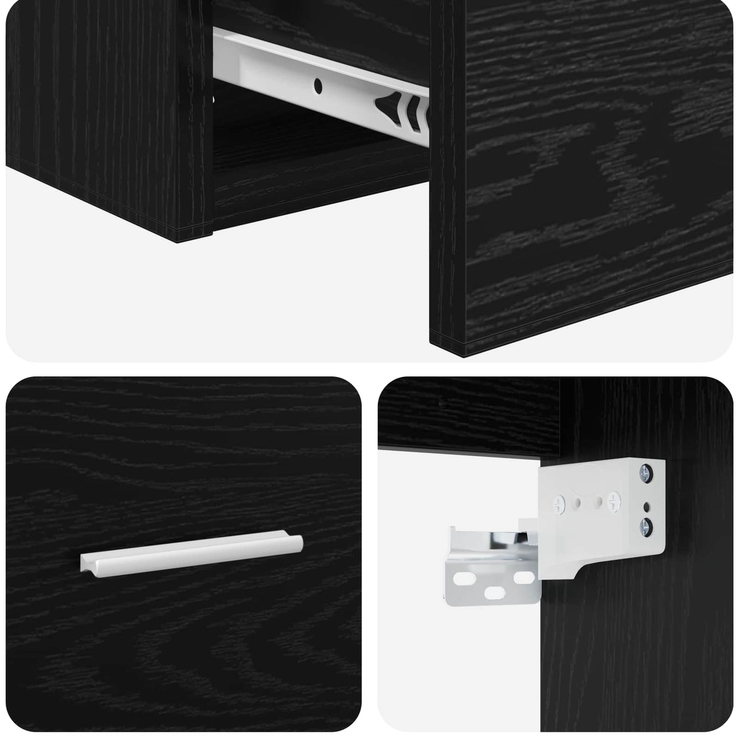 Mobile Lavabo da Parete Rovere Nero 49,5 x 44,5 x 66 cm | homemem39