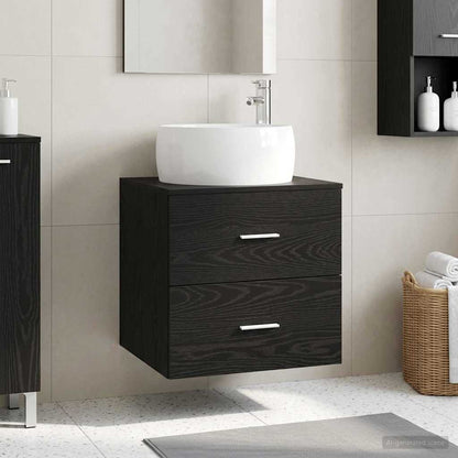 Mobile Lavabo da Parete Rovere Nero 49,5 x 44,5 x 66 cm | homemem39