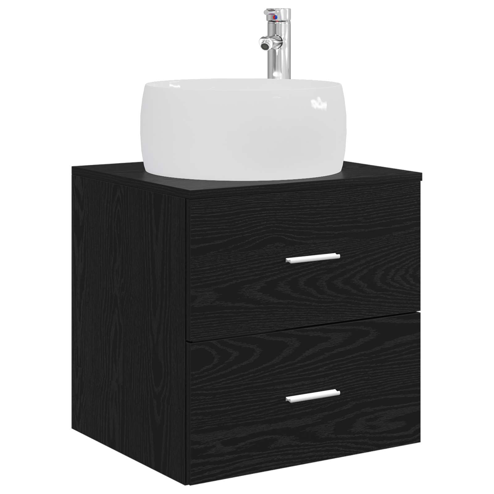 Mobile Lavabo da Parete Rovere Nero 49,5 x 44,5 x 66 cm | homemem39