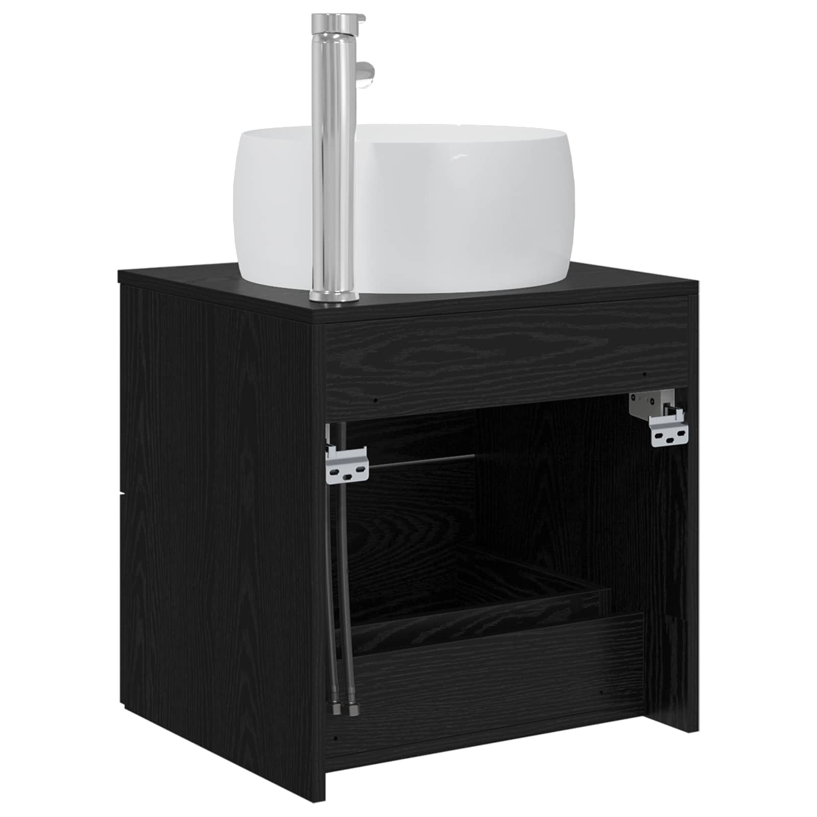 Mobile Lavabo da Parete Rovere Nero 49,5 x 44,5 x 66 cm | homemem39