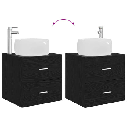Mobile Lavabo da Parete Rovere Nero 49,5 x 44,5 x 66 cm | homemem39
