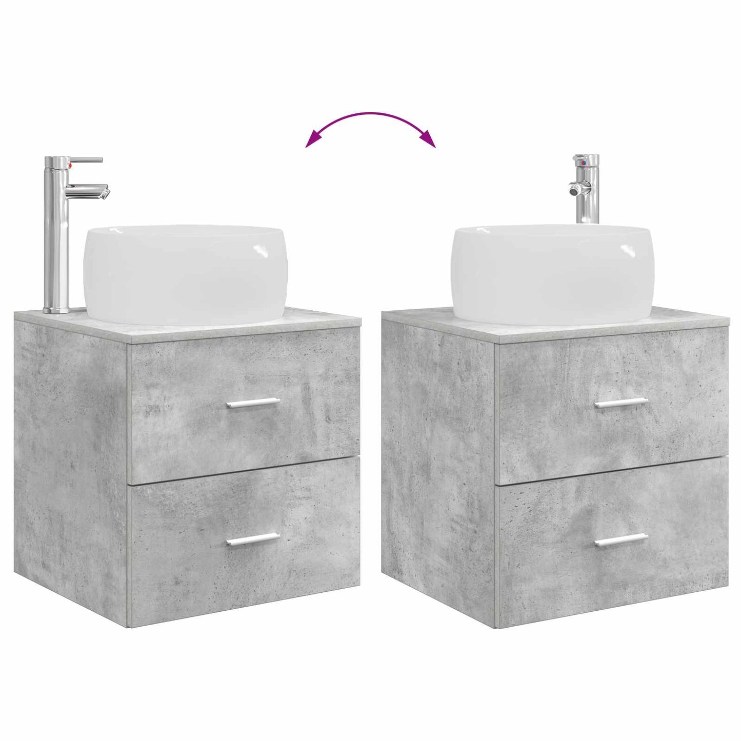 Mobile Lavabo da Parete Grigio Cemento 49,5 x 44,5 x 66 cm | homemem39