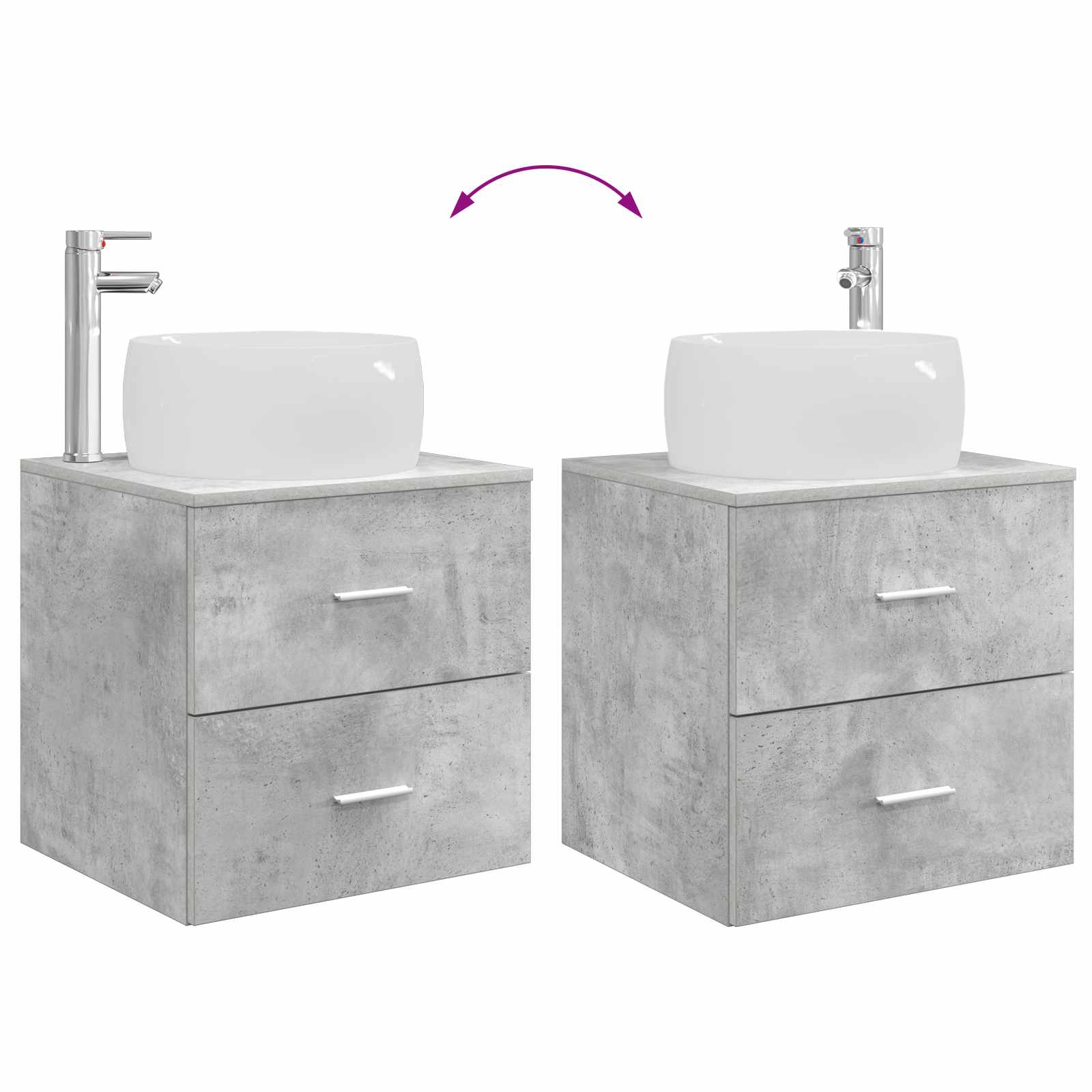 Mobile Lavabo da Parete Grigio Cemento 49,5 x 44,5 x 66 cm | homemem39